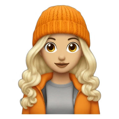 Persona blanca sin pelo con gorro de lana naranja sticker