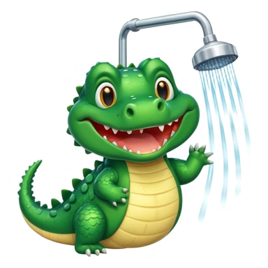 Cute crocodile is showing under the shower  sticker