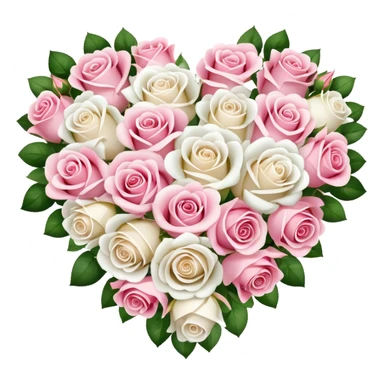 heart-shaped bouquet of pink and white roses sticker