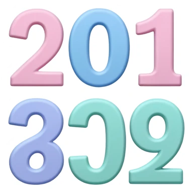 Numbers 1, 2, 3 in pastel colors (pink, blue, green), Pixar-style 3D, hand-drawn texture, soft shadow, transparent background sticker