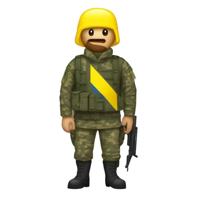Ukrainian soldier, in camouflage pixel uniform with flag of ukraine sticker