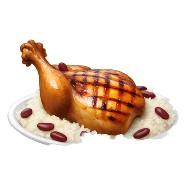 Grilled chicken with rice, red beans sticker