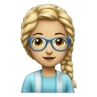 Cute girl which blue glasses  sticker