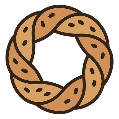 simit bread, flat color icon, minimal and bold sticker
