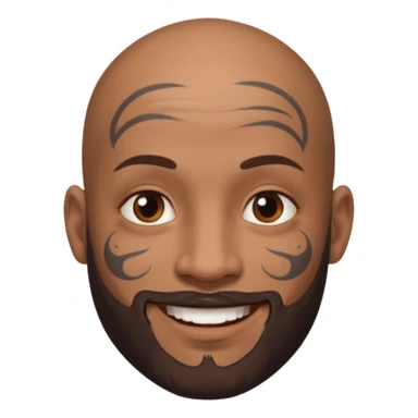 bald bearded man with face tattoo sticker