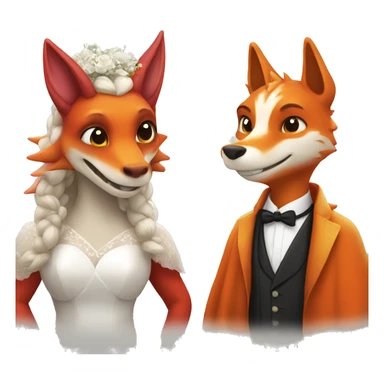 dragon and fox getting married sticker