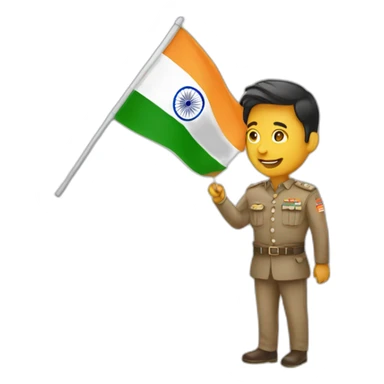 Man holding india flag sticker