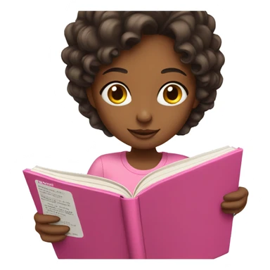 Brunette girl in pink reading book sticker
