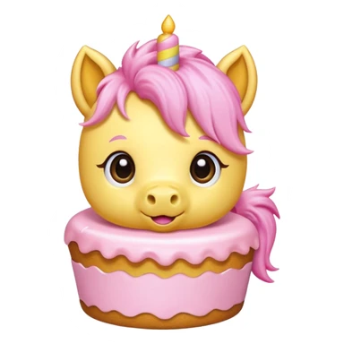yellow pony eating cake sticker