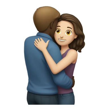 Brunette white woman brunette white man hug sticker