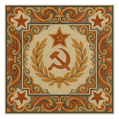 Kerama Marazzi style tile design featuring a Soviet-era mosaic motif, ornamental and decorative sticker