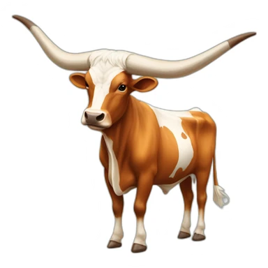texas Longhorn, ridiculously twisted long horns, full body, not skinny sticker