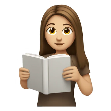 a white girl with a brown straight hair is reading a book colored in a spanish flag sticker