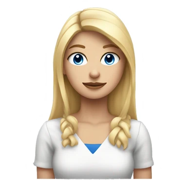 Chica rubia abrazando a Gato blanco y gris con ojos azules  sticker