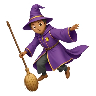 Hogwarts student in wizard robes falling off a broomstick sticker