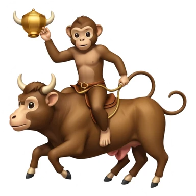 Monkey riding a bull sticker
