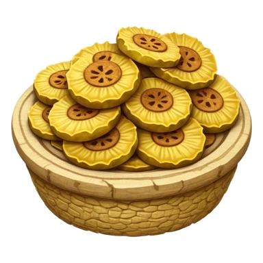 Patacones Cinematic Realistic Patacones Dish Emoji, depicted as crushed, crispy plantain discs, rendered with rich textures and dynamic, natural lighting. sticker