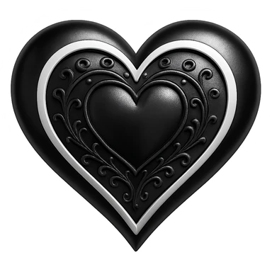 goth black white heart 3d  , remove background  sticker