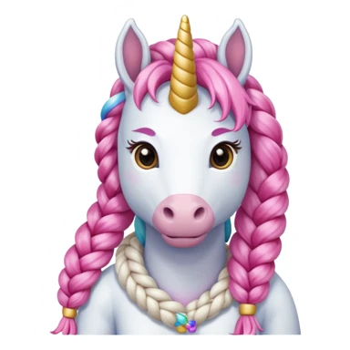 braided unicorn wiith big visible braids looking into the camera sticker