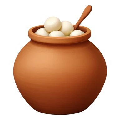 brown clay pot matka filled with rasgulla sweets sticker
