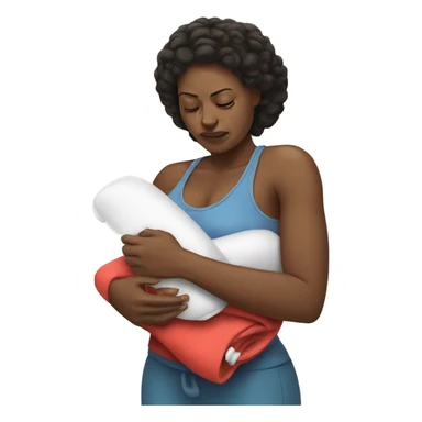 black mom in pain holding heating pad with cord sticker