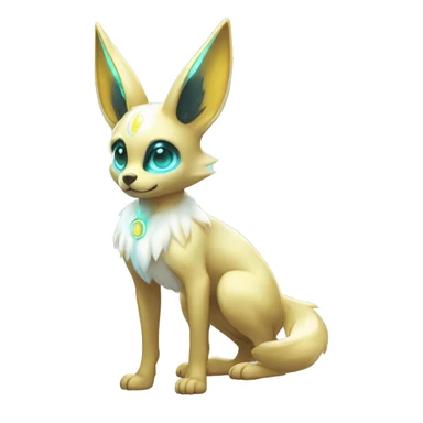 Shiny White Angelic Electric Albino Umbreon. cyan eyes and cyan markings. Golden Anubis-rings. full body sticker