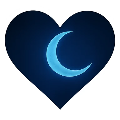 Keep only the heart with a crescent moon inside, midnight blue colors, no background. sticker