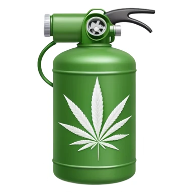 Plastic gasoline canister with a cannabis leaf sticker