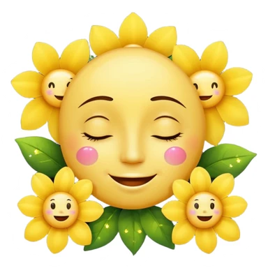 🥺🌸🥰😲✨ The face is a round yellow face, combined with other expressions and symbols. sticker