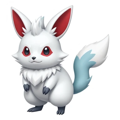 Shiny White Furry Snowy Ice-type Zangoose-Minccino-Emolga-Hybrid (Full body) sticker