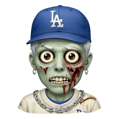 Zombie con gorra de los Dodgers y cadena de plata  sticker