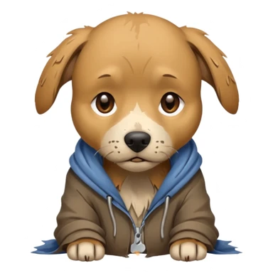 homeless poor dog with torn clothes  sticker