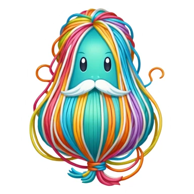 Dragon's beard candy hand-pulled sugar threads wrapped around filling, simplified emoji style with bold outlines and bright colors, cartoon style Longxu Tang sticker