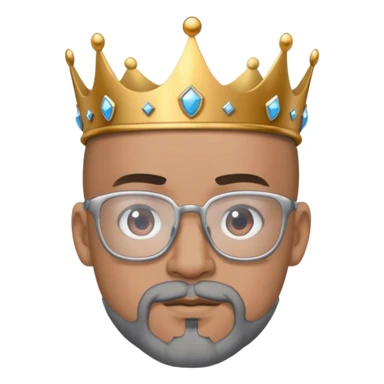 Bald lightskin king glasses grey goatee crown sticker