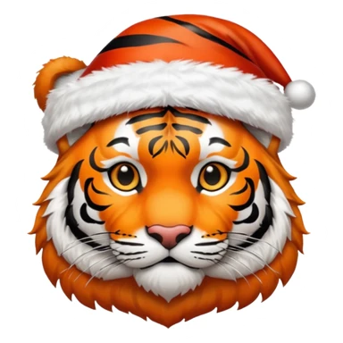 tiger with santa claus hat sticker