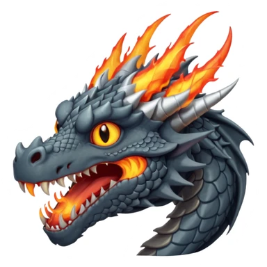 a dark gray dragon with 3 heads that breathes fire sticker