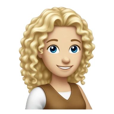 White girl with long blonde curly hair and blue eyes going thumbs up sticker