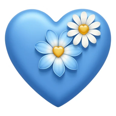 blue heart with one white flower sticker