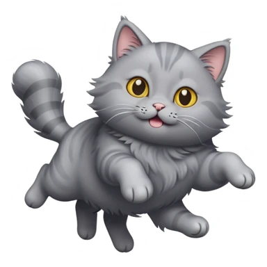Puffy gray cat jumping  sticker