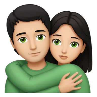 Woman  with brown eyes and black hair hugging a man with green eyes and light brown hair sticker