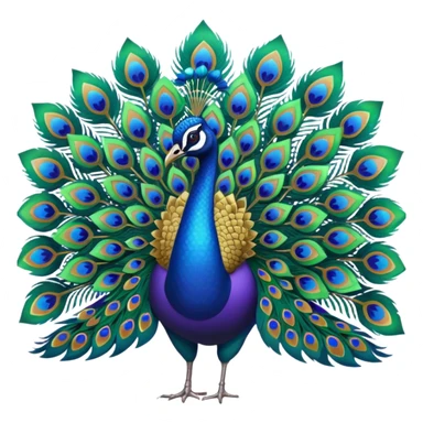 peacock with lotus blossom tail feathers sticker