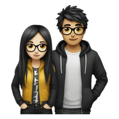 emo girl and nerd boy sticker