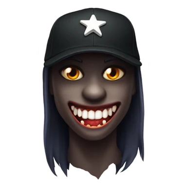 baseball cap black star and vampire fangs  sticker