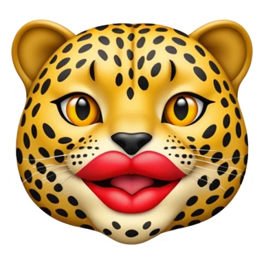 leopard kiss, lip print with leopard print, emoji style sticker