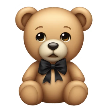 Cute teddy bear with black bow sticker