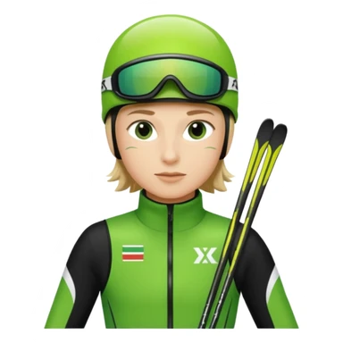 Xc ski racer in green and black clothing  sticker