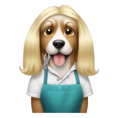 dog groomer with long blonde hair sticker