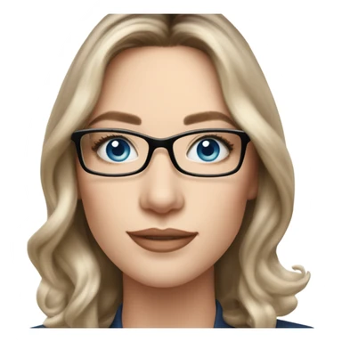 Shoulder length Balayage pale beautiful corporate woman with glasses and blue eyes sticker