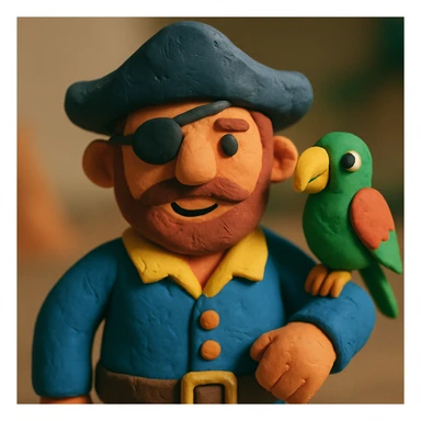 pirate with eye patch and parrot sticker