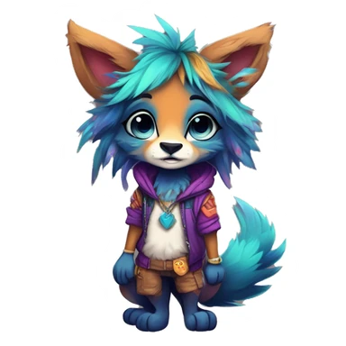 Cool cute Kawaii edgy colorful anthro fantasy animal fursona by griffsnuff & LiLaiRa & Falvie full body sticker